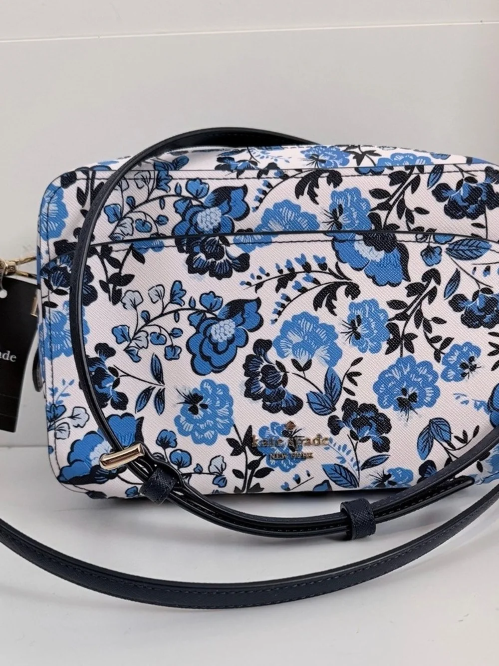 Nwt Kate Spade Short Blue Peacock Floral Shirt Dress with Tie Waist